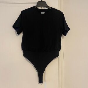 Future Collective Size M Black Short Sleeve Top Bodysuit Women's